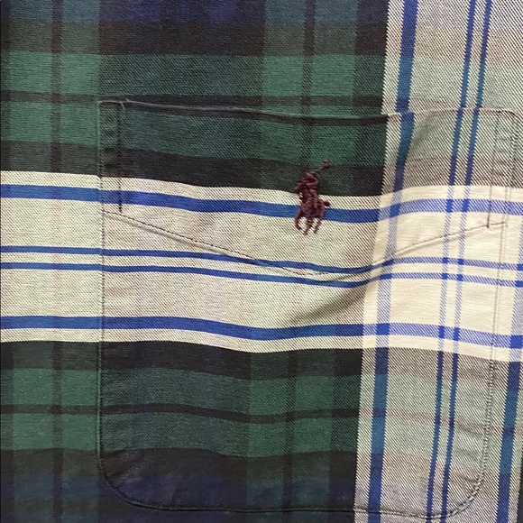 Ralph Lauren Big Shirt 100% Cotton Men's Green Plaid Shirt Size L - Picture 12 of 15
